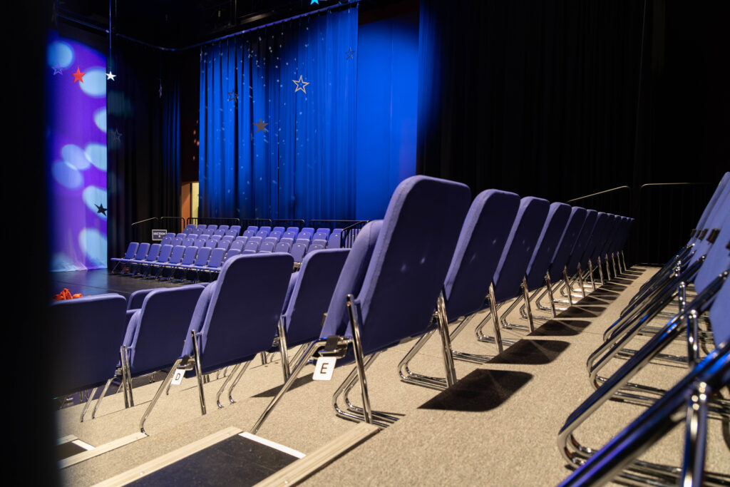 The seating at the Arts United ArtsLab black box theater.